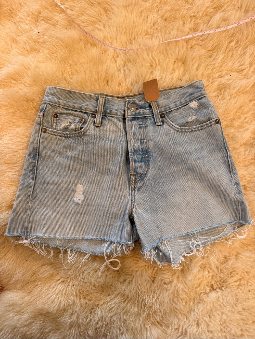 Levi's Light Blue Distressed Denim Cutoff Shorts